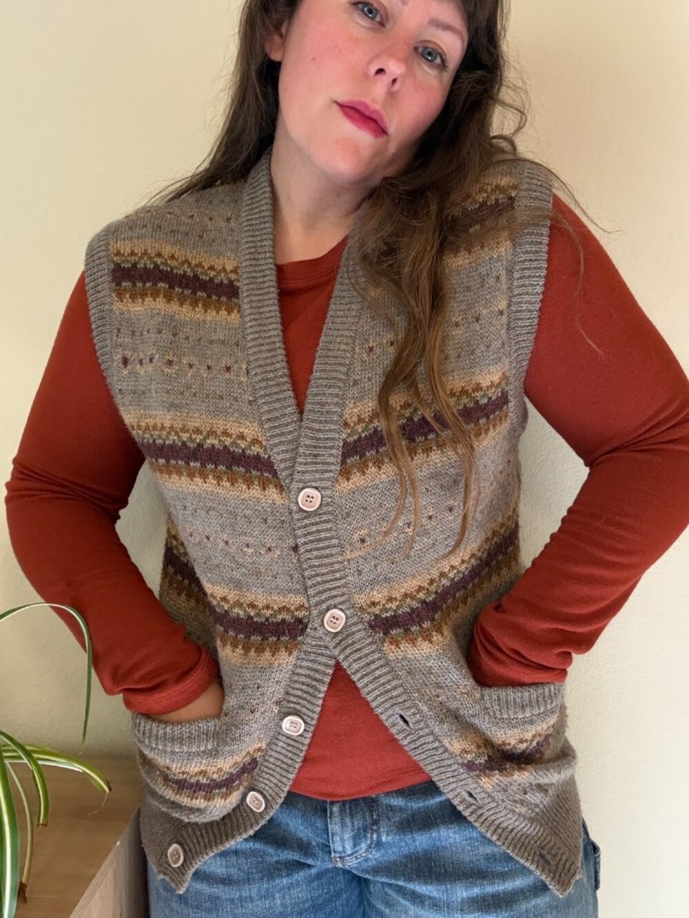 Vintage Astor One Gray Grandpa Sweater Vest Medium